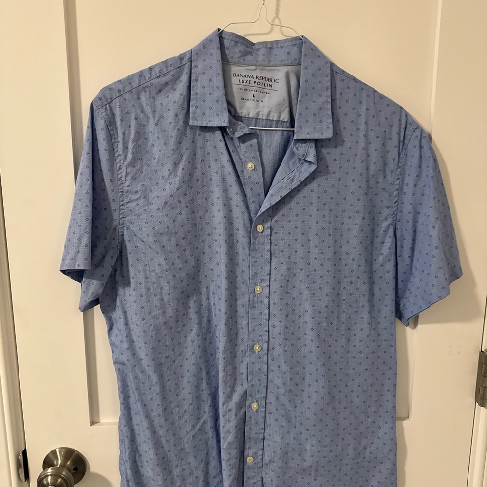 Banana Republic Light Blue Patterned Shirt